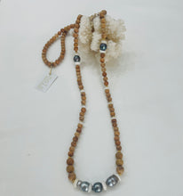 Tahitian Pearl and Puka Shell Mala Inspired Necklace “A”