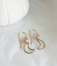 Little Moon and freshwater pearl earrings