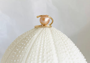 Pink Edison Pearl Wrap Ring 14k gold filled